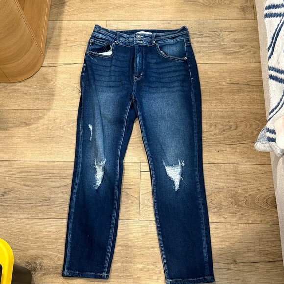 KanCan Blue Straight Leg Jeans with Distressed Details Women’s 30 - Picture 1 of 4